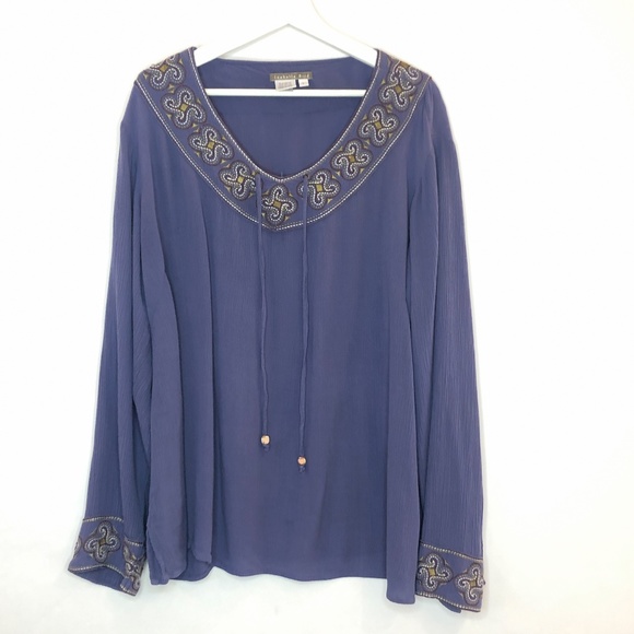 Isabella Bird Purple top with embroidery - Picture 1 of 8